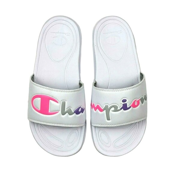 Champion Sandals  Womens Size 6  NWOB  White IPO CB Split Logo Slide Flip Flop - Picture 1 of 4